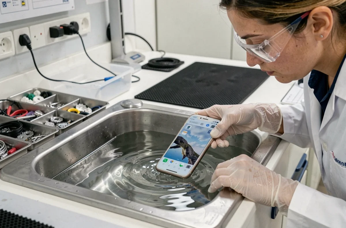 Technicienne d'ALL RPAIR effectuant une désoxydation de smartphone dans un bain ultrasonique à Marseille