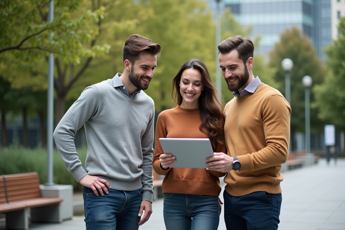 Groupe de trois personnes collaborant autour d
