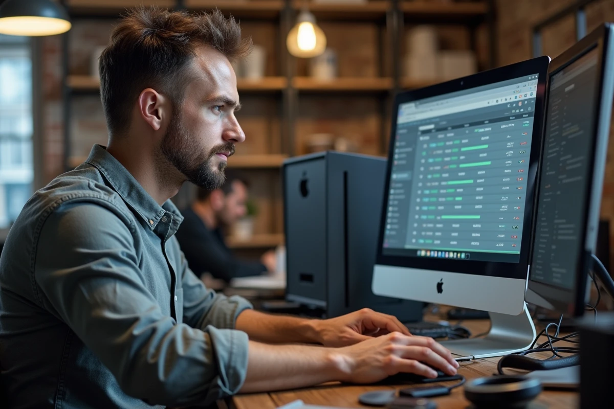 Homme convertit musique avec clés USB et casque