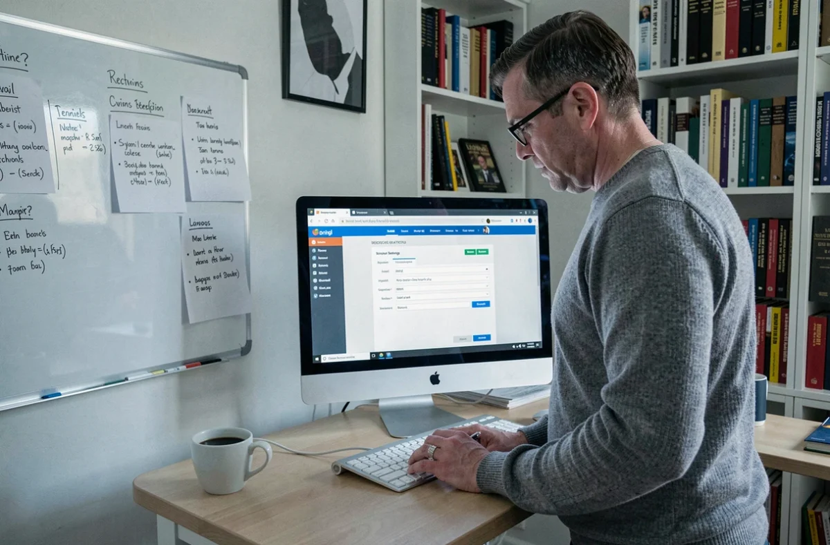 Professeur configure la redirection de mails sur le webmail académique de Grenoble depuis son bureau à domicile