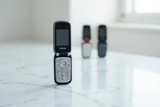 Samsung E250 en plusieurs coloris posé sur une surface en marbre blanc, vue trois quarts pour un guide des versions et éditions spéciales
